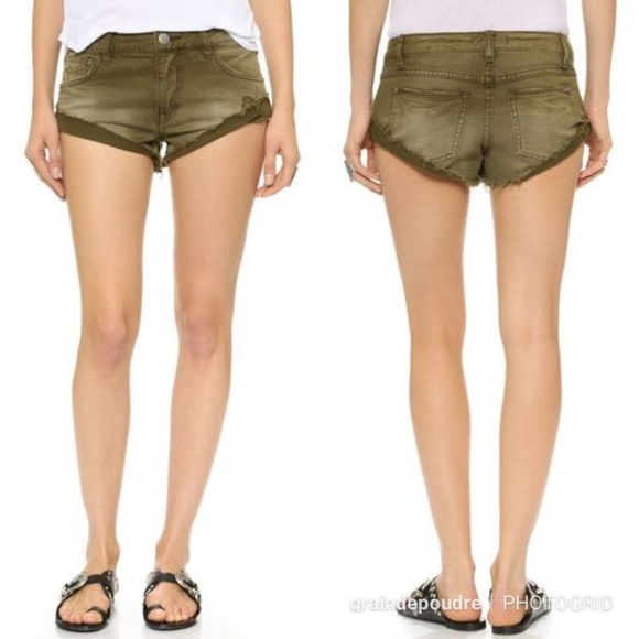 Free People Shorts Free People Irreplaceable Army Green Cutoff